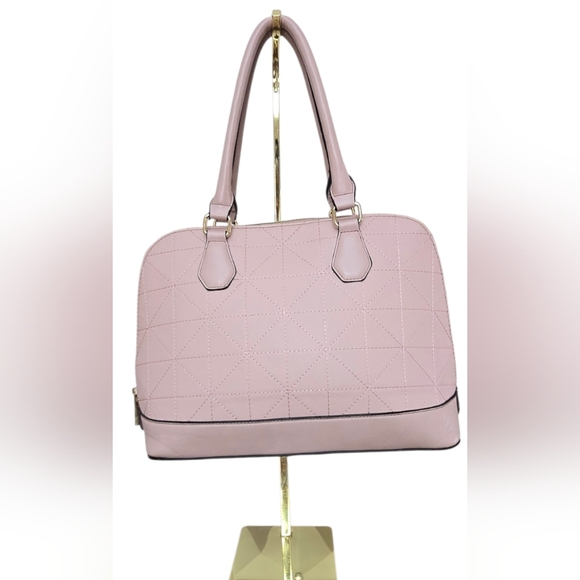 ALDO Blush Pink Structured Satchel Handbag | Gold Hardware | Top Handle Preowned - Picture 3 of 8